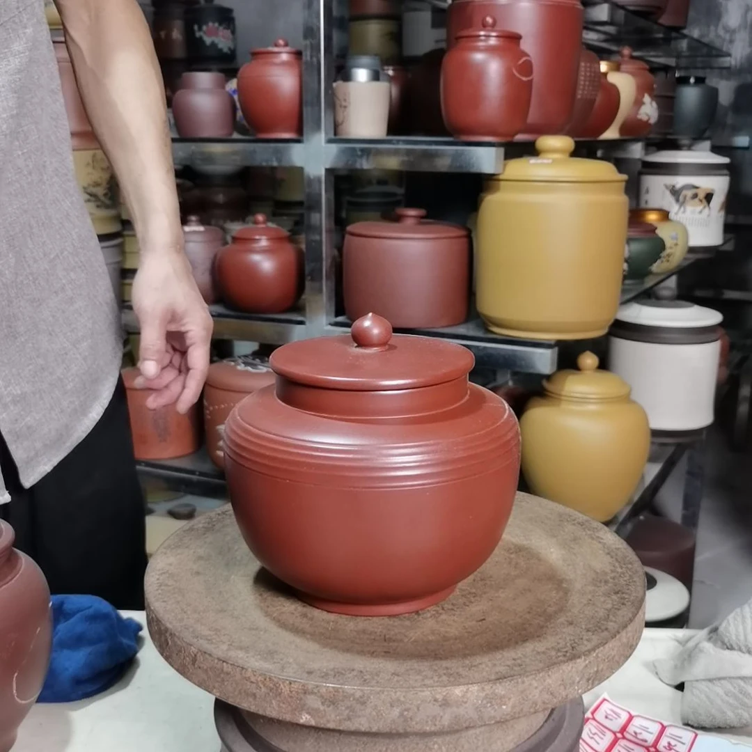 紫砂茶叶罐朱泥2907