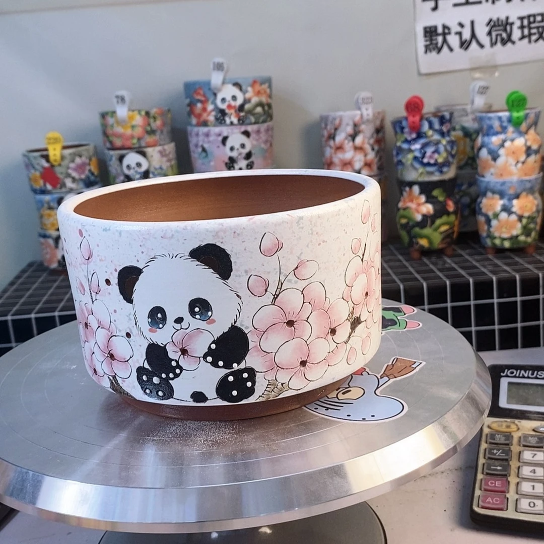 小****紫砂花盆红陶手绘花盆