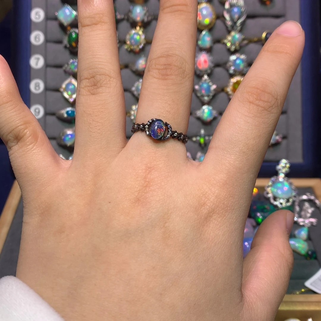 银S925镶嵌欧泊戒指睿