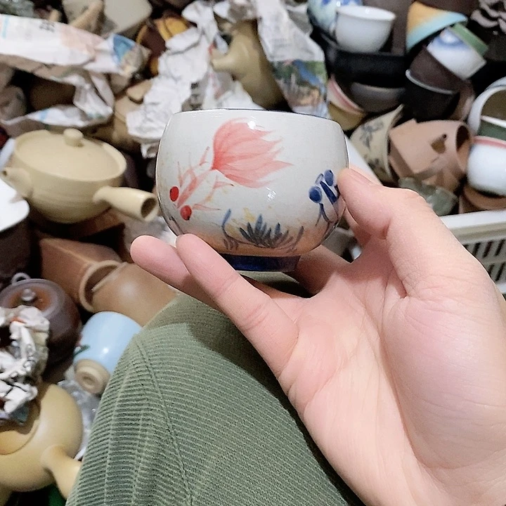 瓷片荷花绽放了我想去了一个多