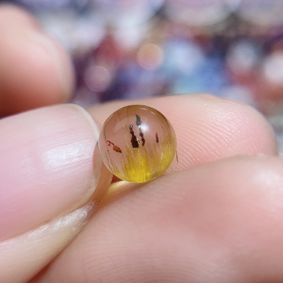 开***捞珠宝半成品水晶未镶嵌黄超七单珠打孔不退