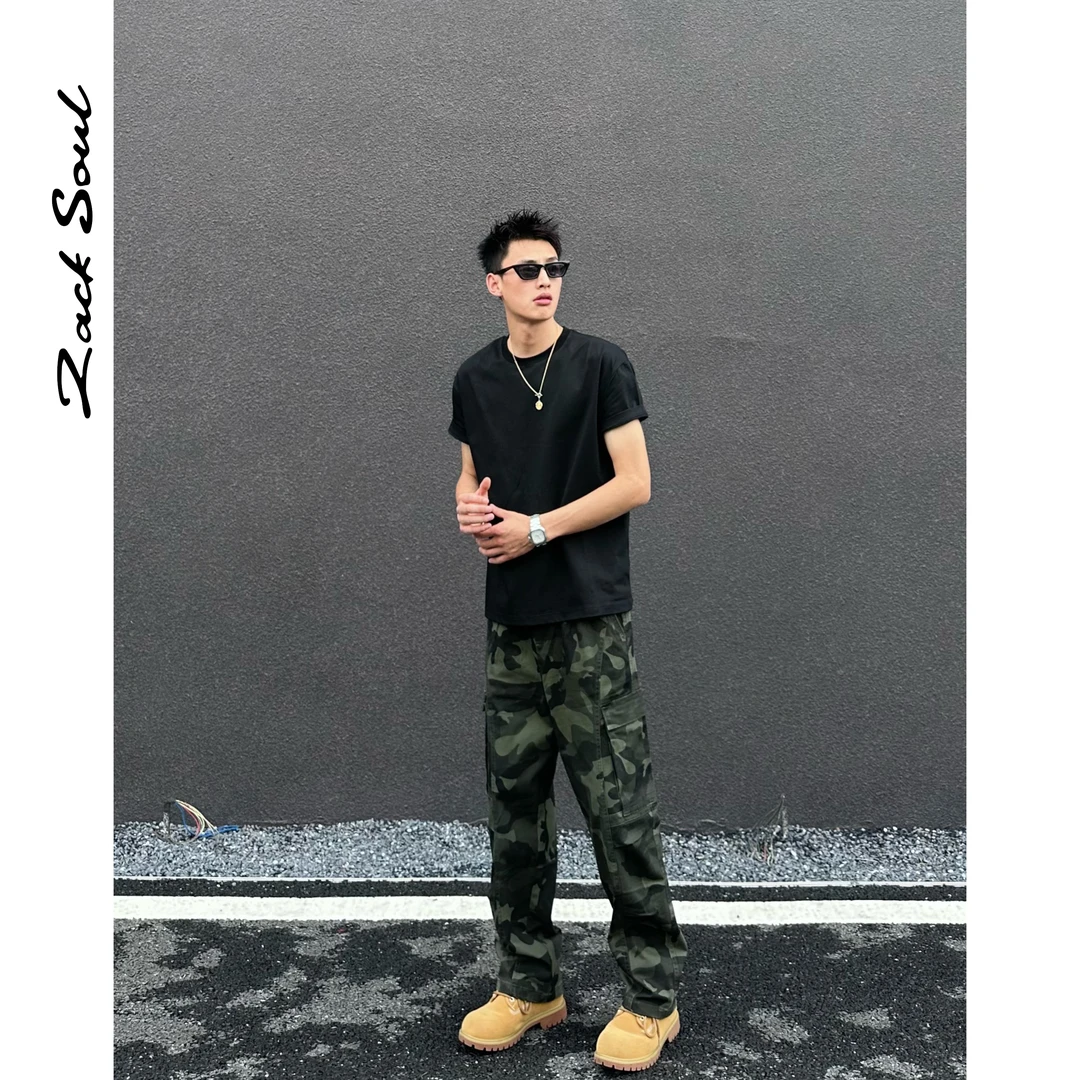 Zack校长Zacksoul 军事迷彩工装裤直筒休闲裤复古宽松高街潮流