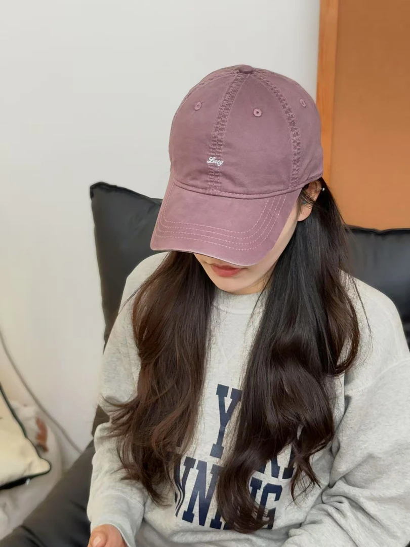 极简小字母刺绣韩系显脸小棒球帽显白加宽帽檐鸭舌帽纯棉出游男女