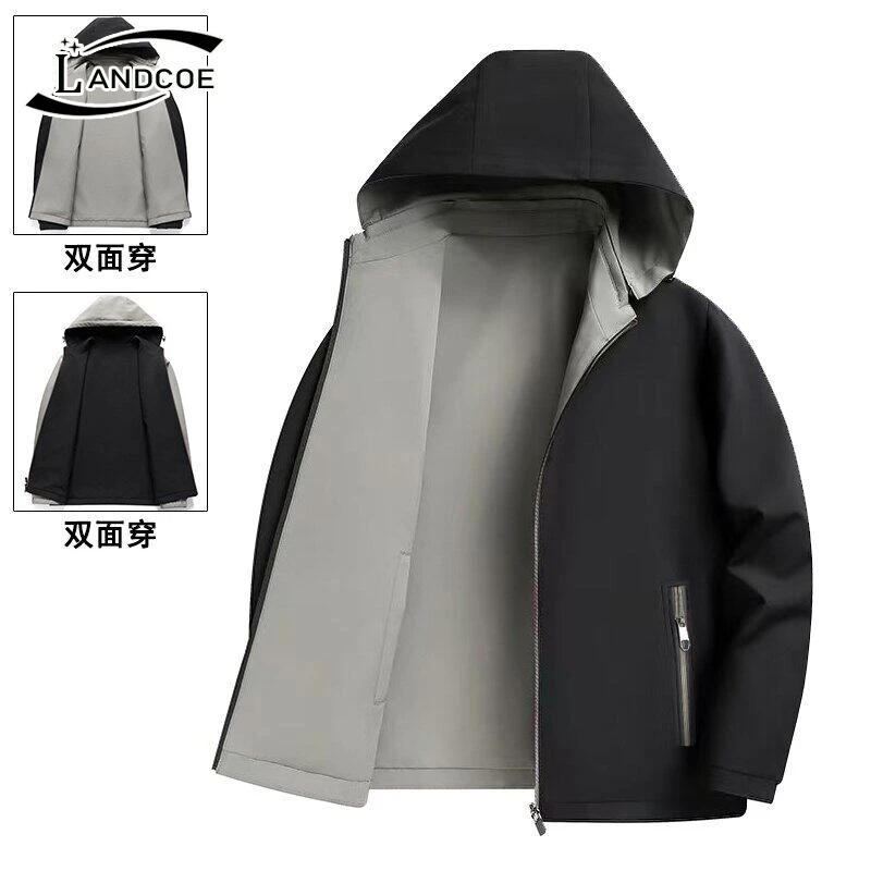 可双面穿男士秋季商务休闲纯色时尚百搭宽松行政通勤夹克外套上衣
