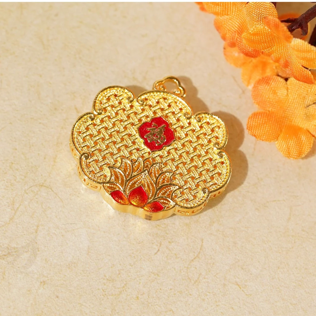 吊坠足银 古法花丝珐琅工艺足银999福牌吊坠 0027