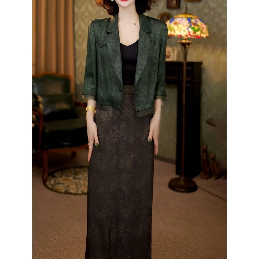 法式轻奢气质通勤高级时尚套装女2025夏季新款贵妇人西服+半身裙