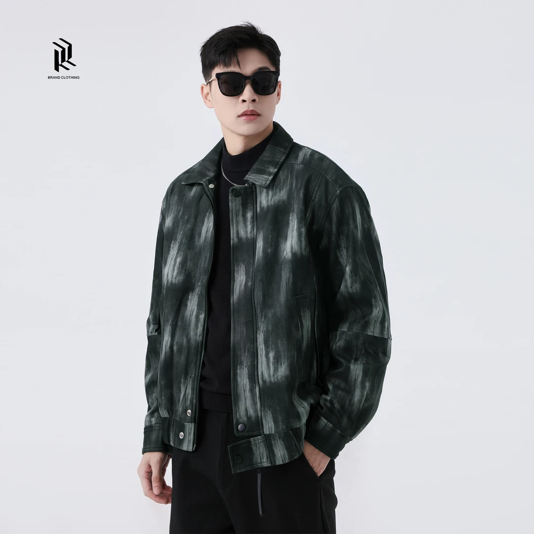 【RHETT KELLEY】非黑即白冬季新款潮流撞色设计翻领加厚夹克外套男