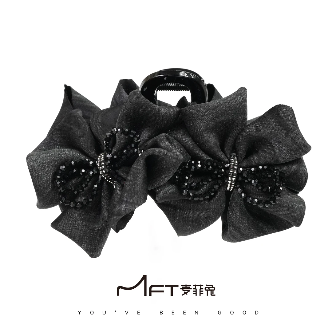 【尚蒂抓夹】蓬松夹子蝴蝶结赫本风鲨鱼夹发饰13cm大号