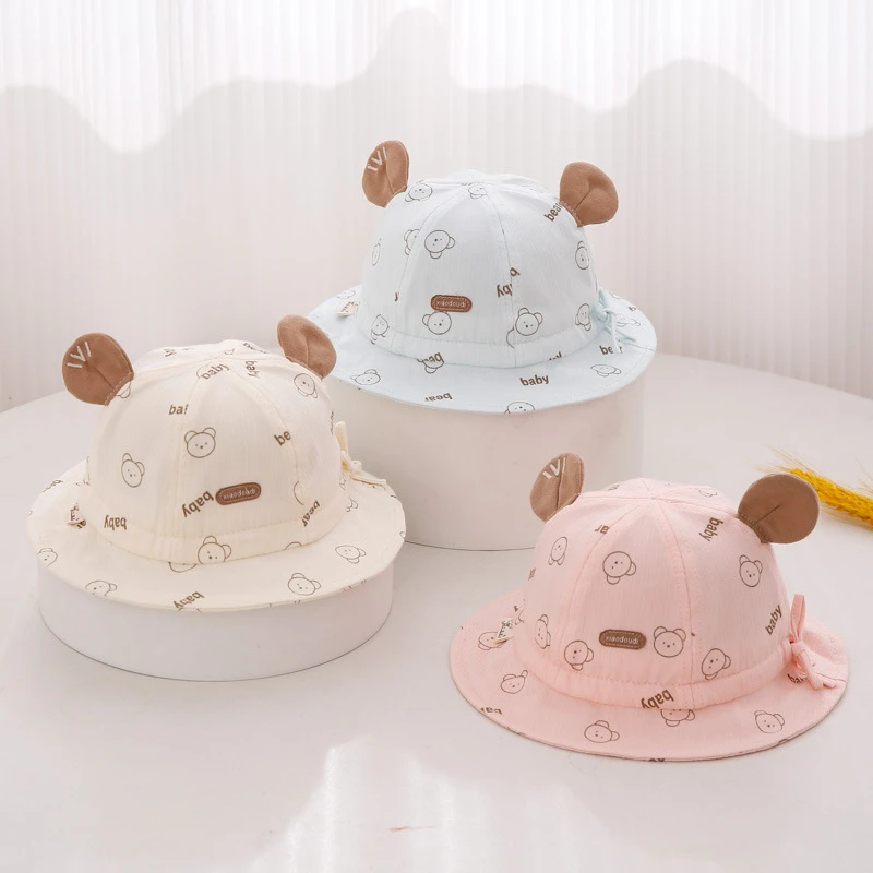 春季新款男宝女宝渔夫帽薄款遮阳婴幼儿小豆丁外出防晒盆帽春天