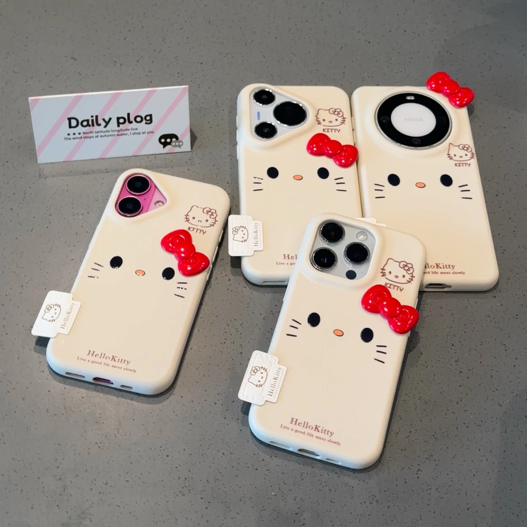 BANCA红蝴蝶结KT标签适用苹果17/16手机壳华为vivo小米15oppo套