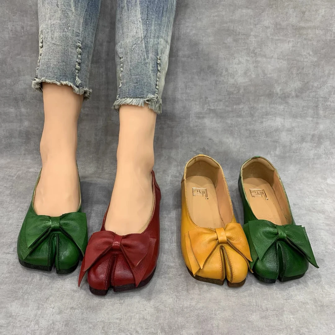 8315-1春夏新款真皮软底时尚蝴蝶结分趾瓢鞋