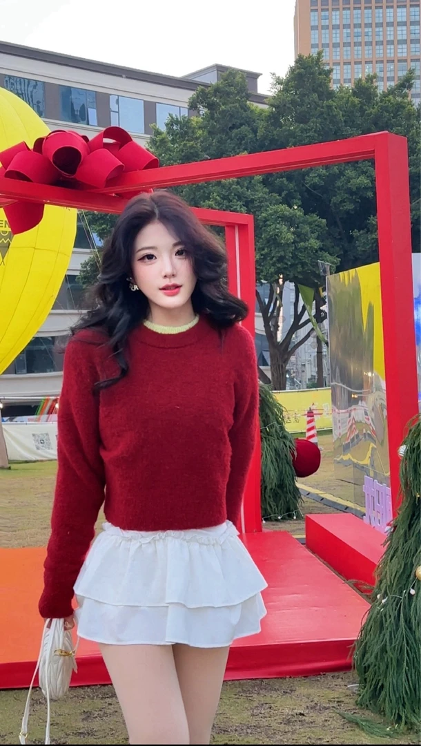 卷卷毛2024长袖时尚百搭套头秋冬圆领网红羊毛针织衫