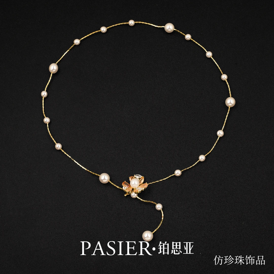 铜合金合成锆石项链  铂思亚 [花园星空]项链 BD7234白珠