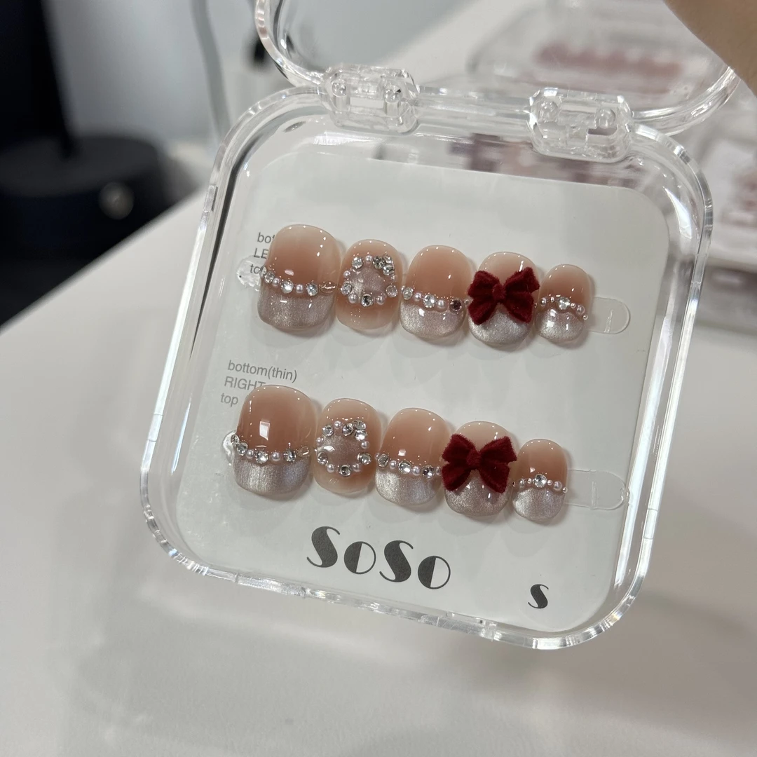 豆豆【嗲系千金】 纯手工穿戴甲直播间下单赠送收纳盒+工具包秋冬