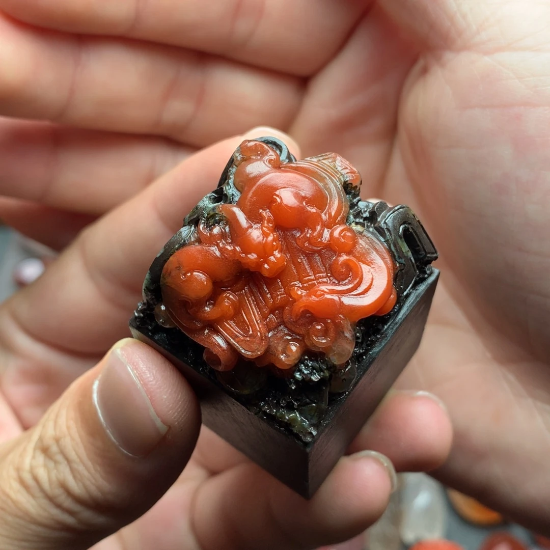南红玛瑙未镶嵌1啊东寨老南红印章