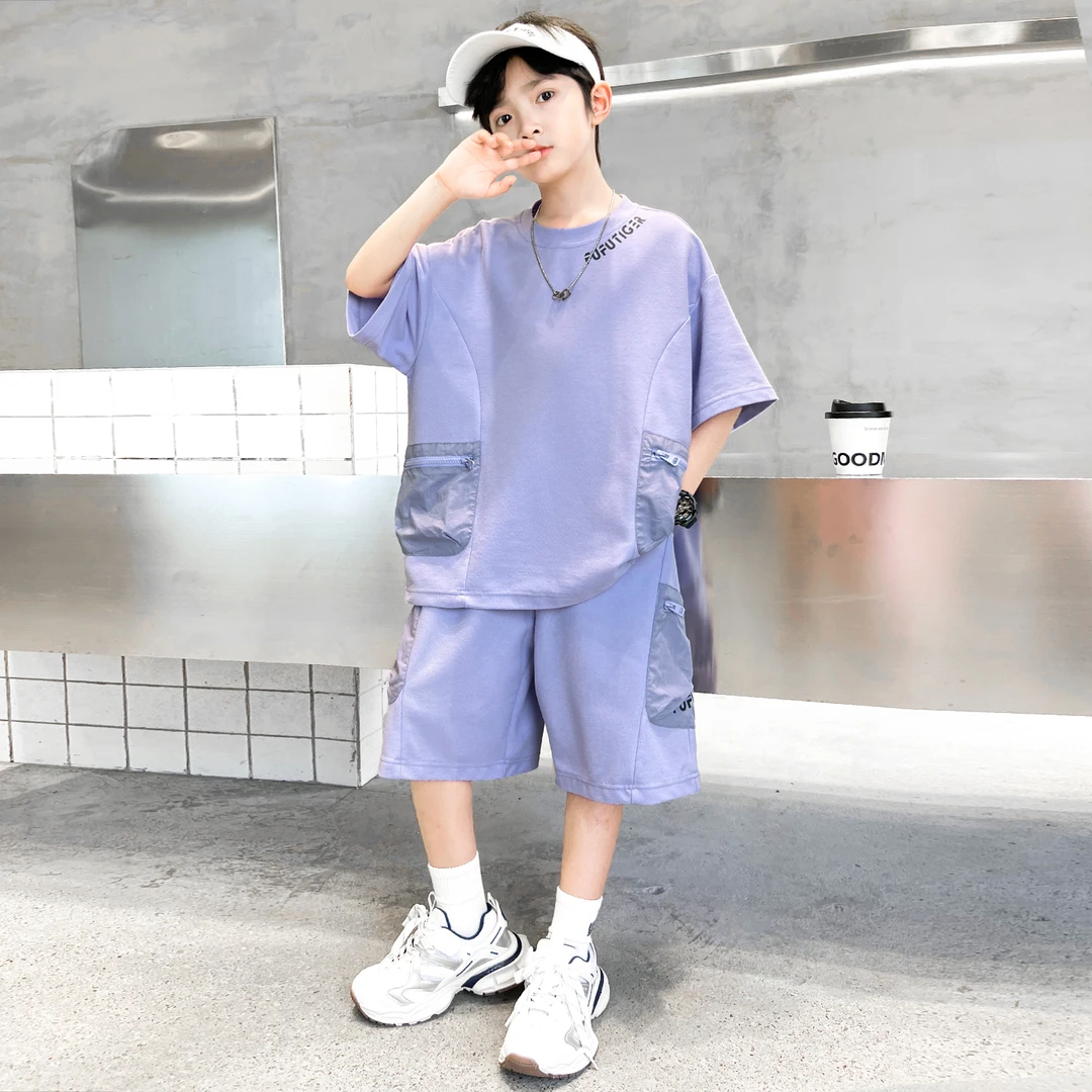 男童套装中大儿童夏装新款夏季短袖网红套装【锦美】B5368