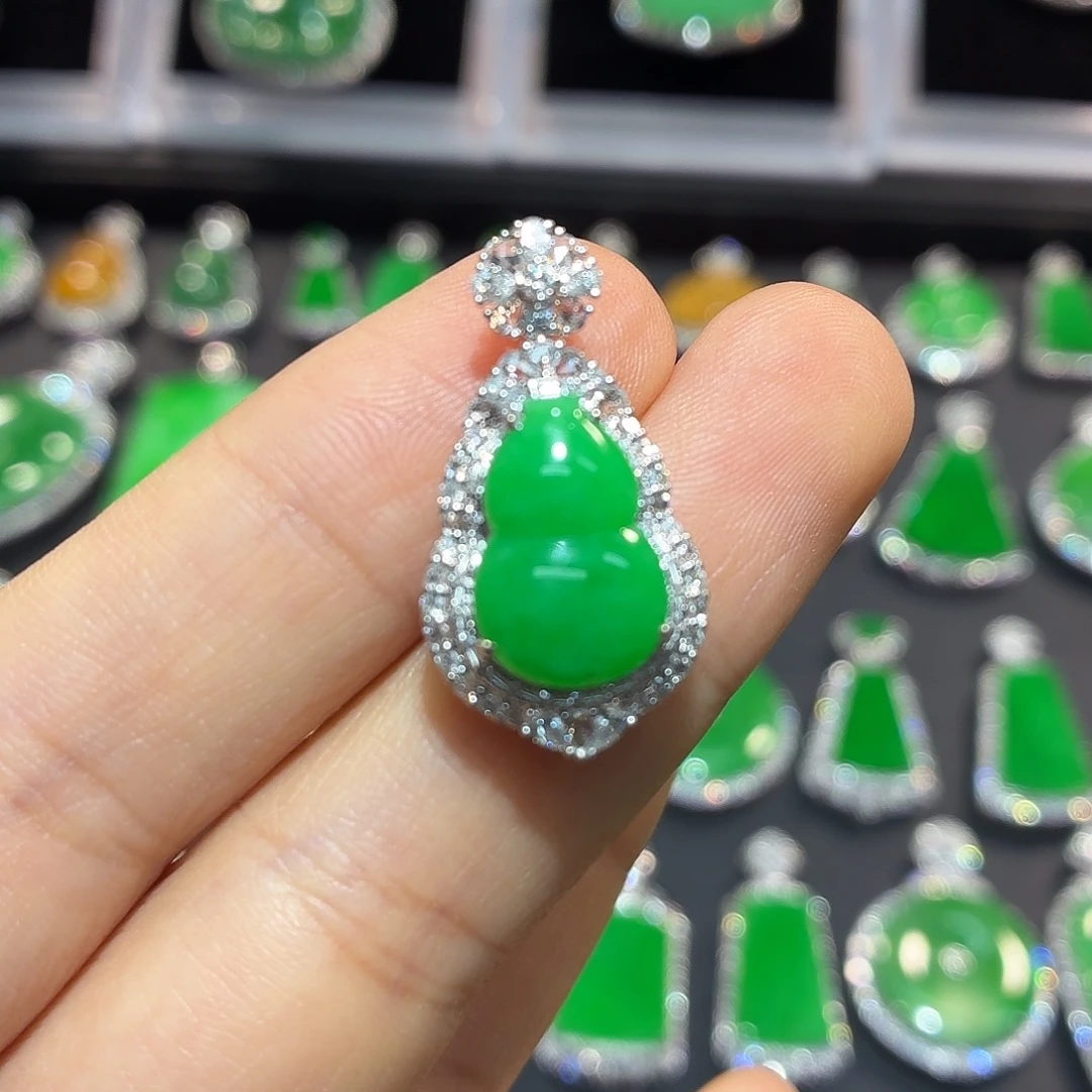 翡翠18K金镶嵌吊坠(不含链)翡翠