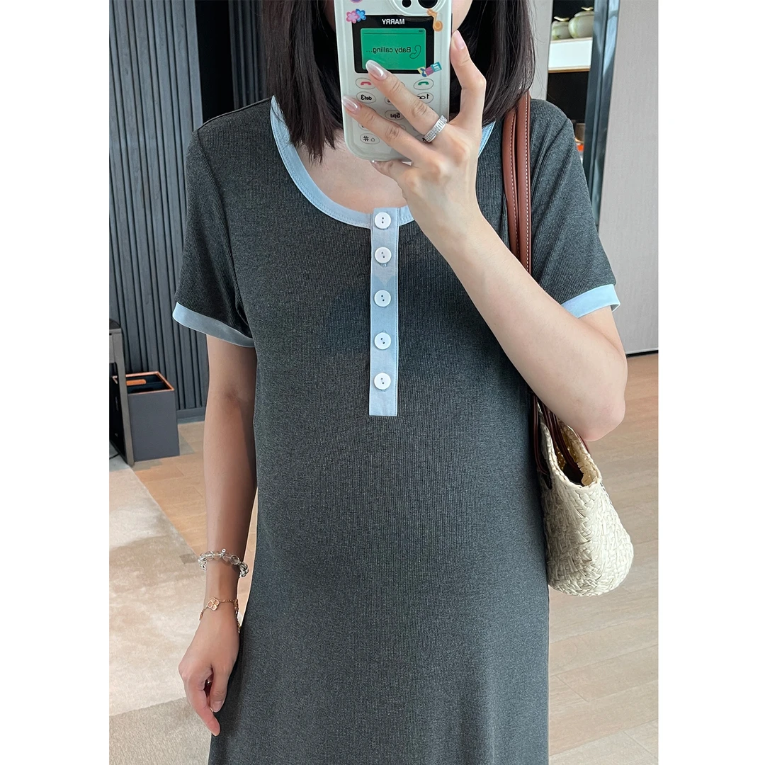 夏季新款孕妇连衣裙显瘦中长款辣妈过膝气质孕期长裙