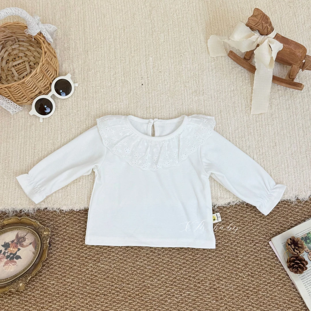 萱妈家【百搭打底】2025百搭上衣秋装女宝宝纯色翻领长袖T恤打底衫