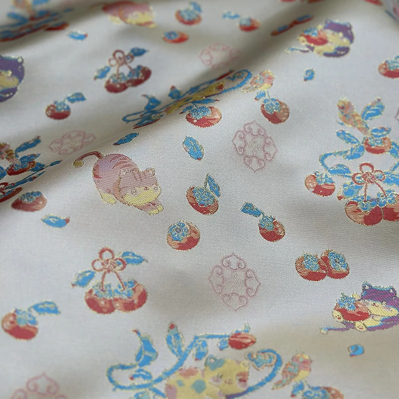 【柿柿如意】新中式招财猫马甲上衣外套旗袍面料（不支持七天无理由）