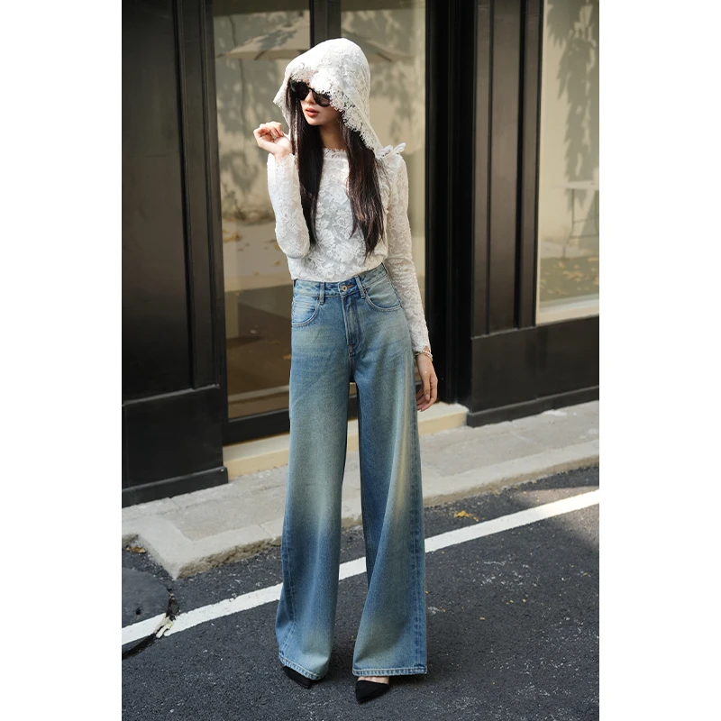 【ZOE】• Lady系列 •复古胶片蓝法式松弛感设计师款牛仔喇叭裤