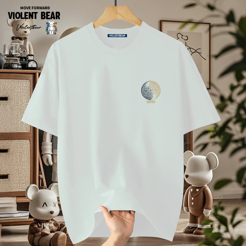 暴力熊短袖男士新款简约透气休闲上衣男士潮牌宽松短袖高级感男装