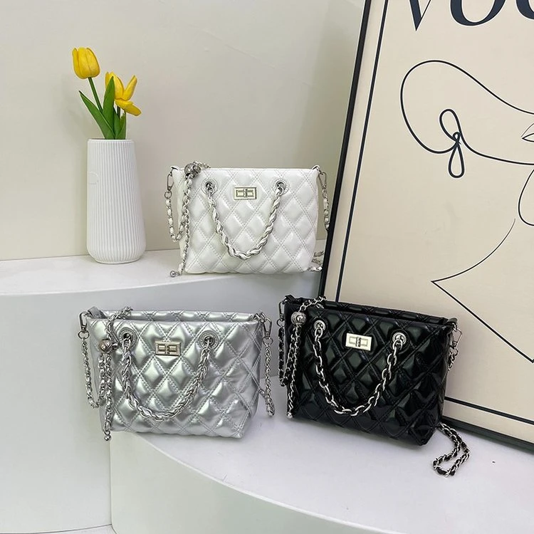 佰瑞网供&2605PU拉链20小众菱格时尚休闲斜挎包百搭单肩洋气轻奢