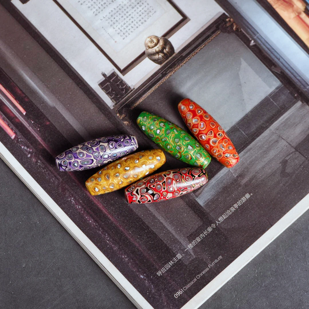 D057 长珠型4cm 非遗大漆珠单颗大漆珠