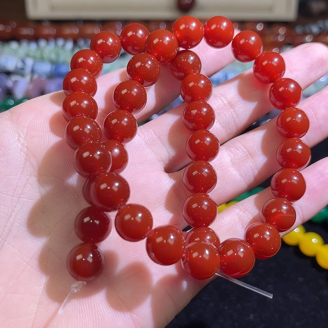 玛瑙/玉髓未镶嵌珠宝半成品红玛瑙卡10mm