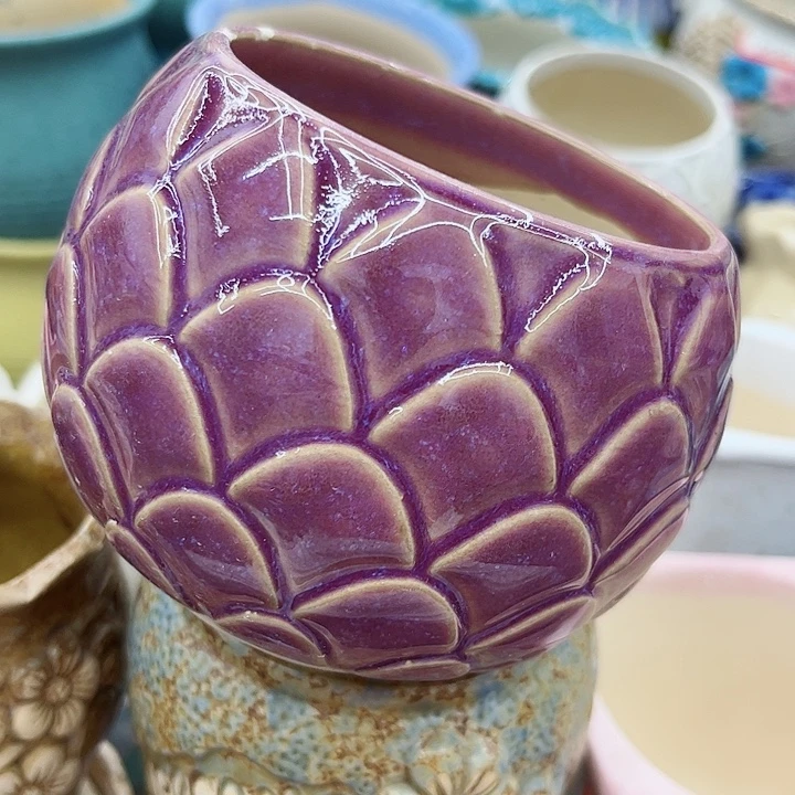 多肉绿植陶瓷花盆9.9包邮，有孔