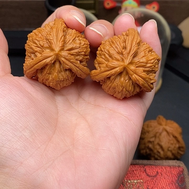 草***狼文玩核桃把件白奔