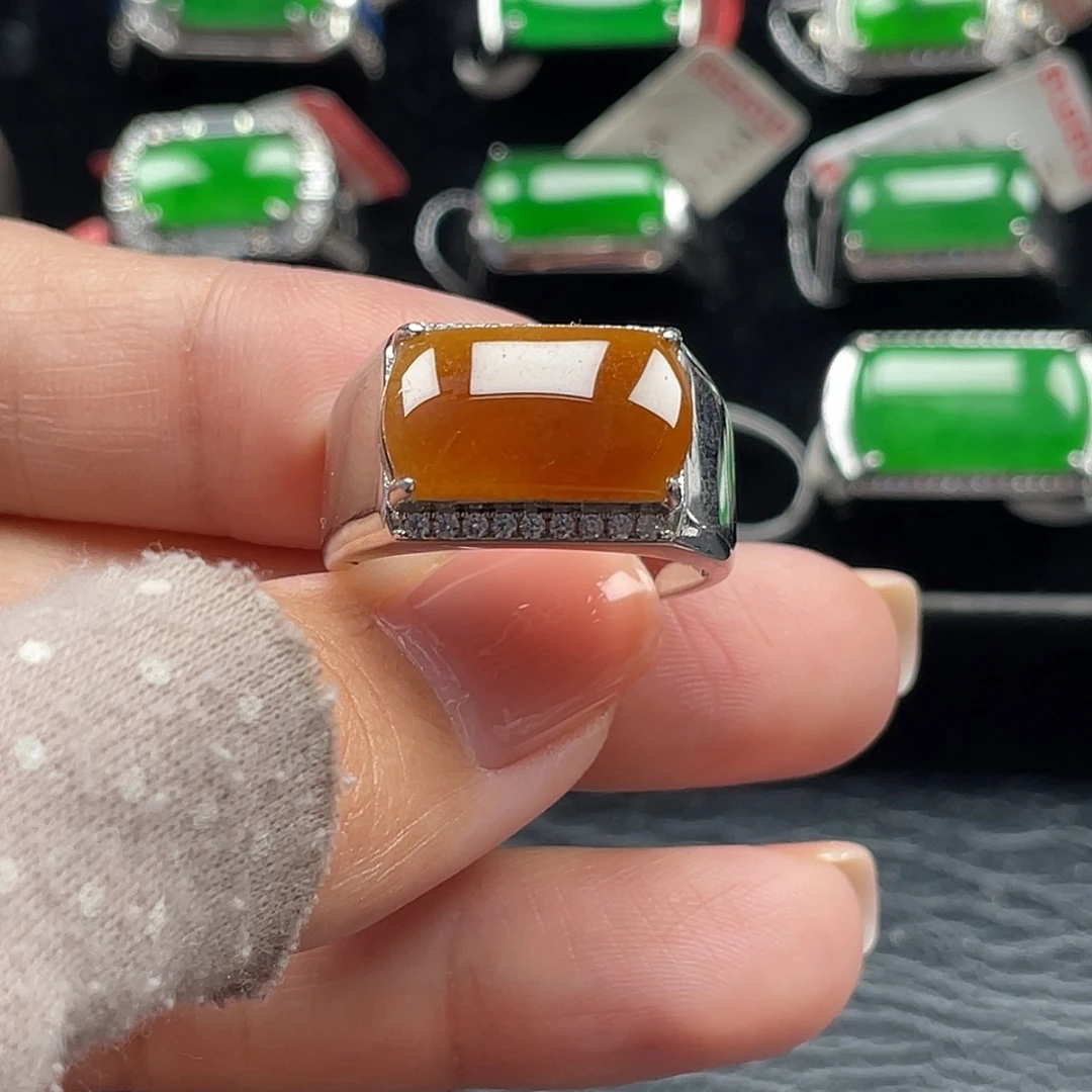 翡翠银S925镶嵌戒指天然A货翡翠没运费险0089