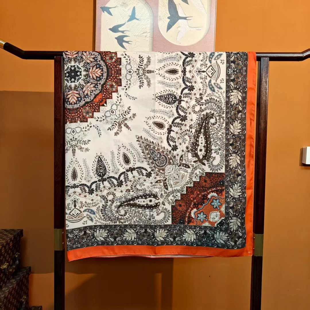 新款【旧时光】130*130重磅香云丝毛高货重磅国风高端丝巾-K16