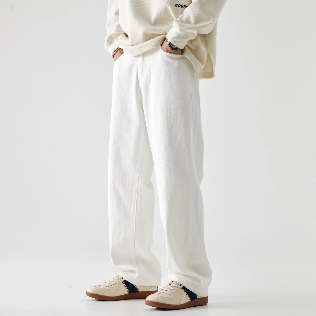 新塘男装|春夏新款棉黑白色春秋宽松直筒牛仔裤简洁百搭时尚潮流