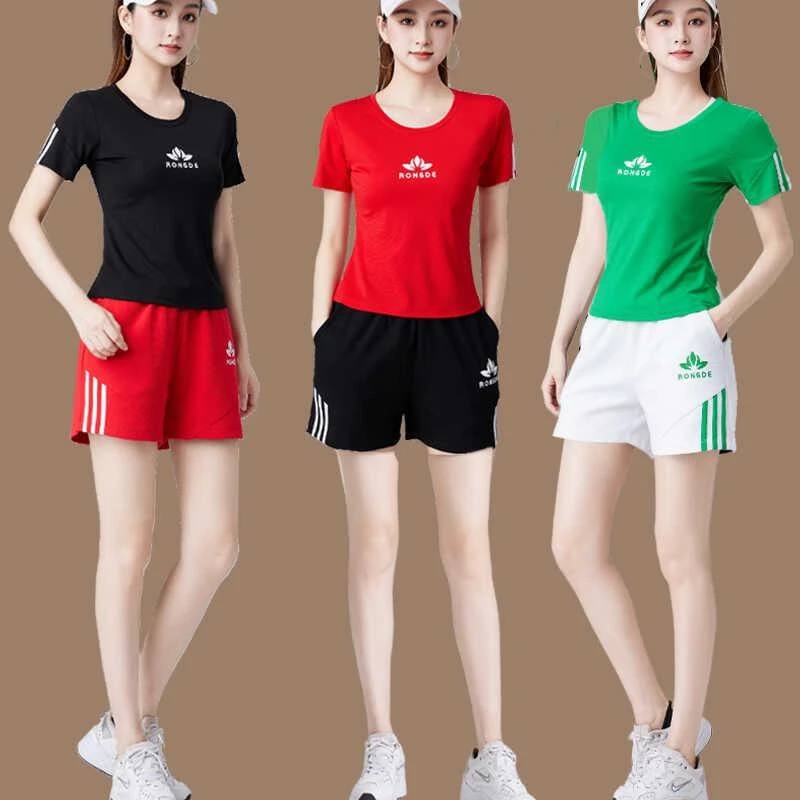 2025广场舞服装新款夏季短裤时尚棉薄款短袖曳步舞健身操跳舞衣服