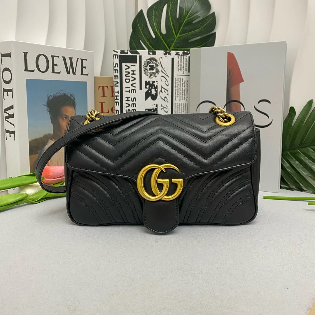 95新 GUCCI/古驰 古驰黑金马蒙26 单肩包 11658856
