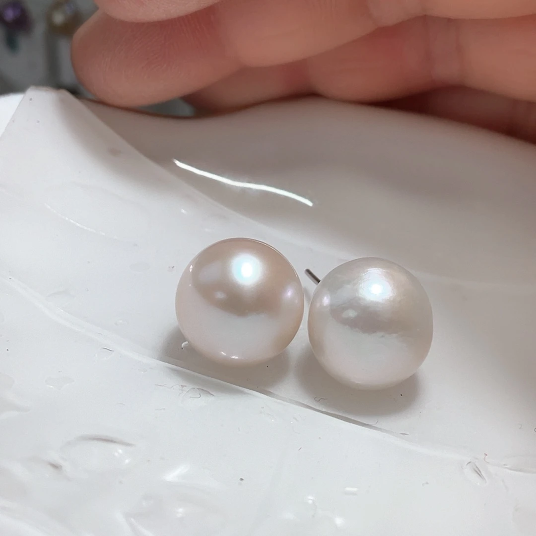 淡水珍珠耳饰银S925镶嵌