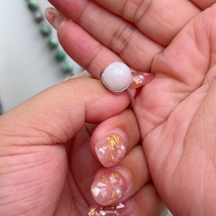 透闪石-蛇纹石玉银S925镶嵌戒指