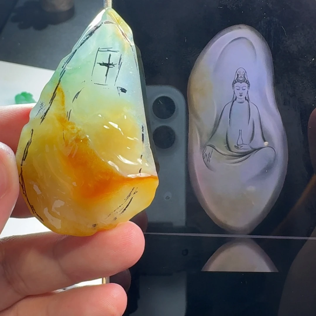 定制翡翠未镶嵌多彩特色人物