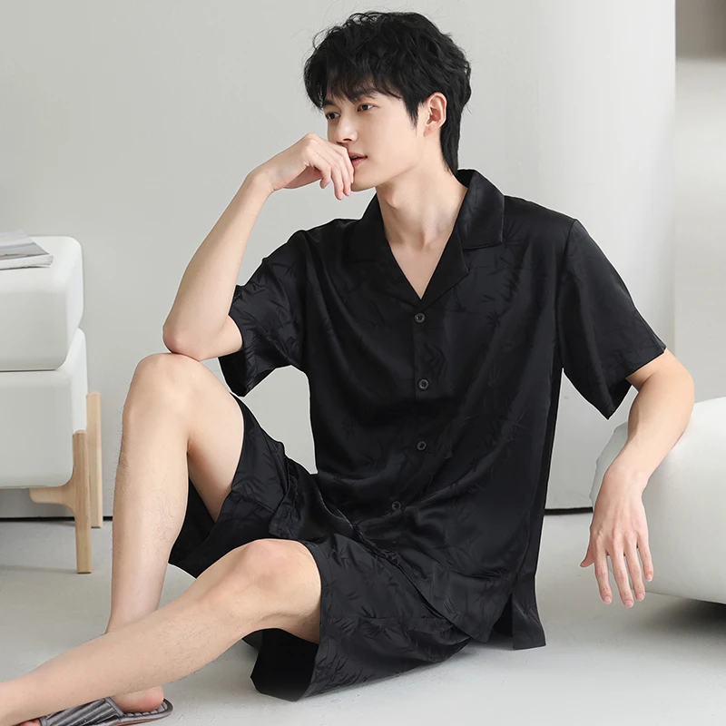 莫代尔高档凉感冰丝睡衣男夏季短袖开衫高级感夏天青年休闲家居服