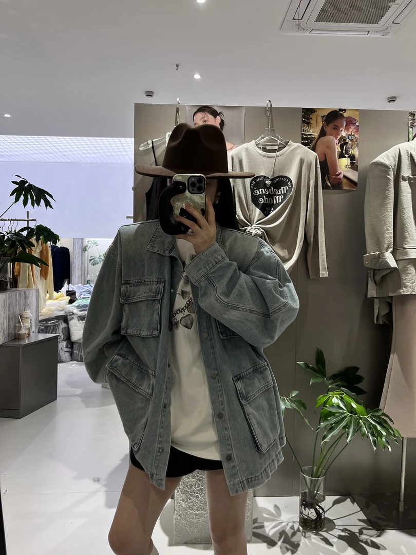 牛仔衣女常规款宽松型长袖休闲外套上衣潮流2582