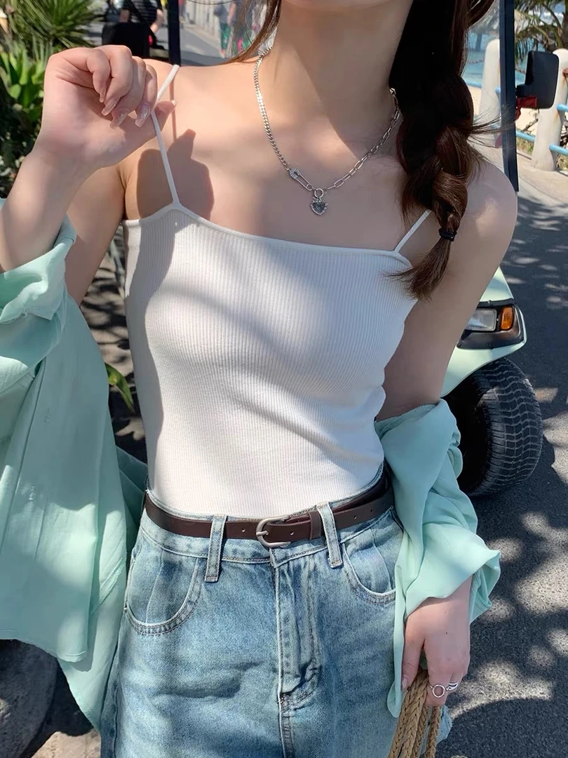 3G31-401夏季新款日常通勤百搭简约小众纯色修身内搭外穿吊带背心