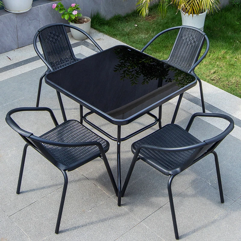 户外桌椅组合庭院阳台室外铁艺休闲椅露天露台室外防水防晒餐桌椅