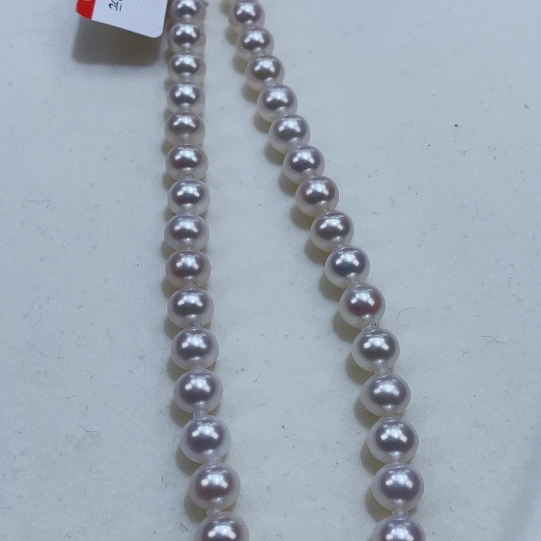 淡水珍珠颈饰银S925镶嵌7m白透炫彩极光巨干净