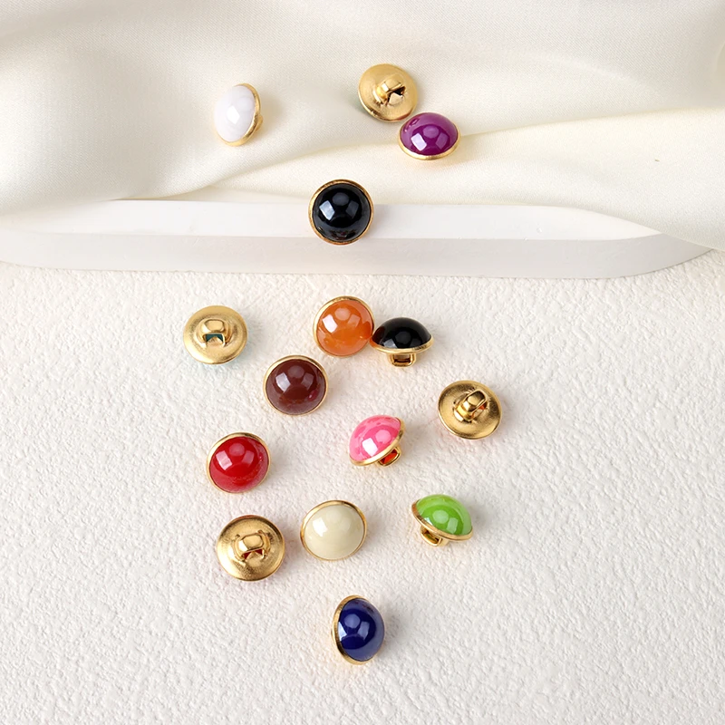 圆形彩色高脚纽扣春夏季女款金边糖果色衬衫衬衣开衫扣子