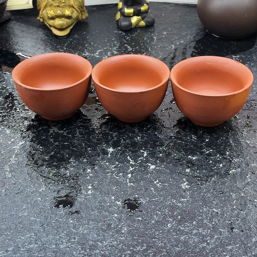 茶壶紫砂朱泥大元宝客杯三个