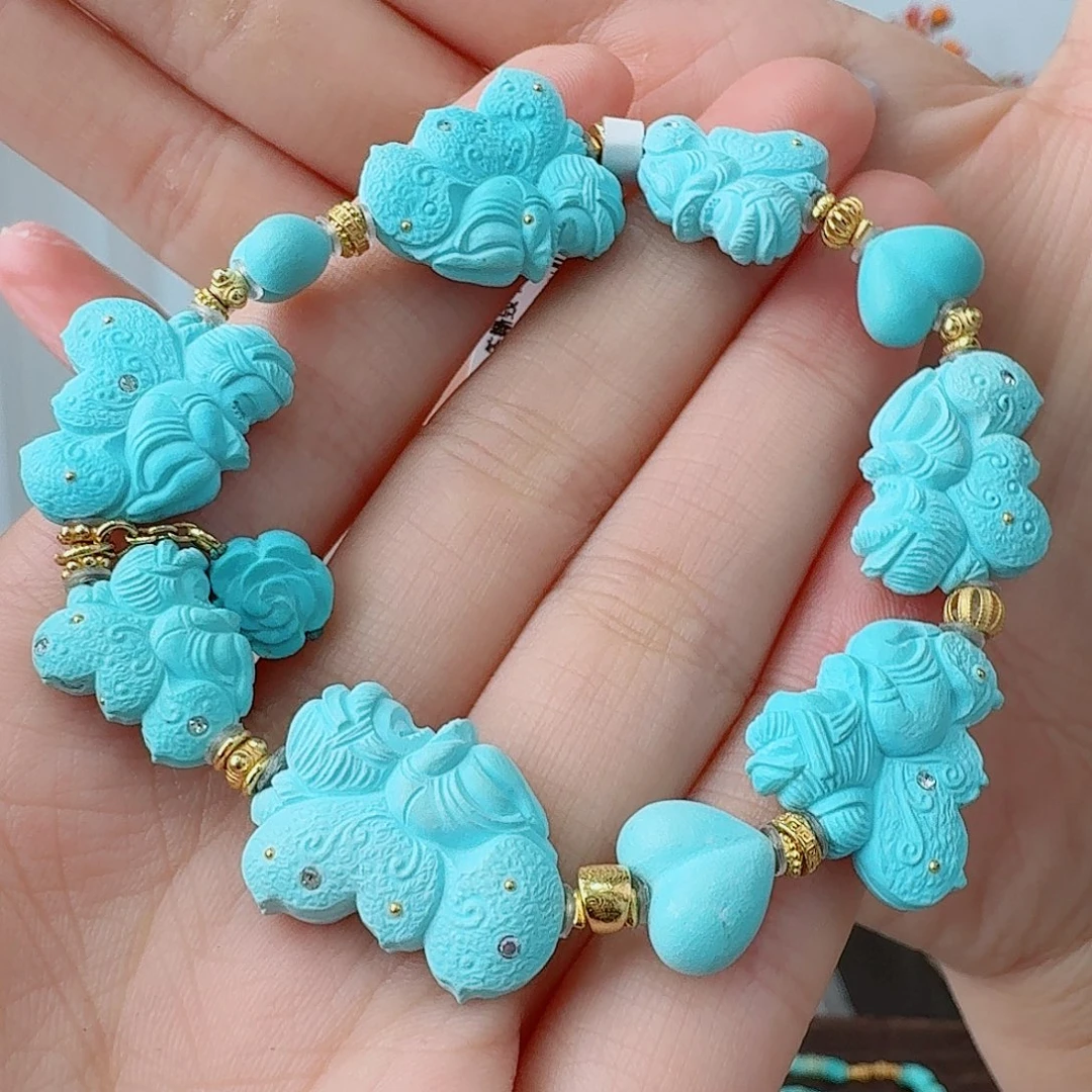 绿松石18K金镶嵌珠宝奇石