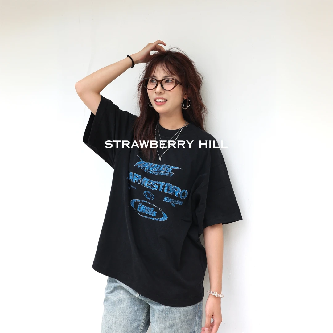 潮流印花宽松短袖T恤
