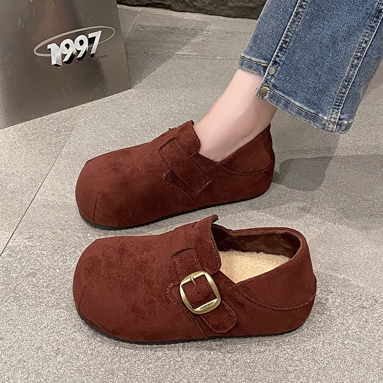 潮流风单鞋休闲风学院风纯色棉鞋秋冬秋季