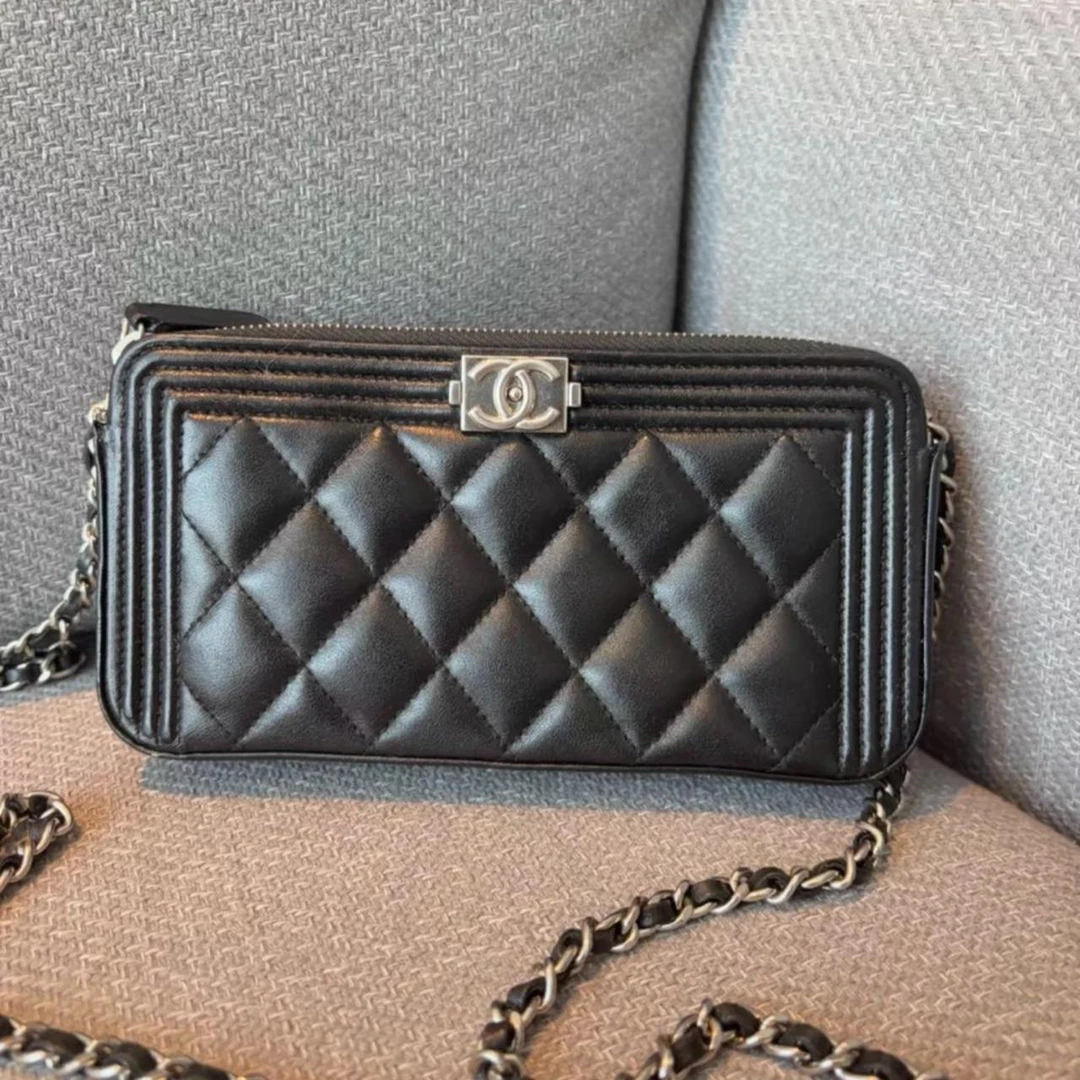 95新 Chanel/香奈儿 大吉中古/Chanel香奈儿Leboy黑银双层WOC